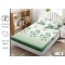 Set Husa de Pat cu Elastic din Finet, pentru Pat Dublu, 3 Piese, 2 Fete de Perna, Verde cu Fluturi