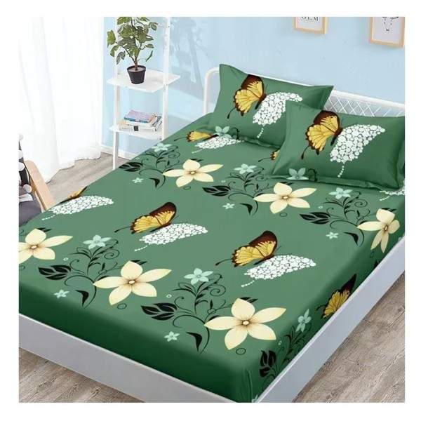 Set 3 Piese Husa din Finet cu Elastic, pentru Pat Dublu, 2 Fete de Perna, L-240