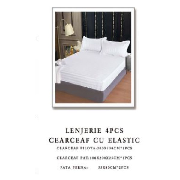 Lenjerie de pat Damasc,4 Piese,Cearceaf cu Elastic AT-118 Lenjerie de pat Damasc,4 Piese,Cearceaf cu Elastic AT-118