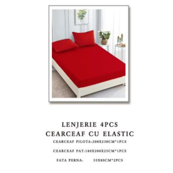 Lenjerie de pat Damasc,4 Piese,Cearceaf cu Elastic AT-01 Lenjerie de pat Damasc,4 Piese,Cearceaf cu Elastic AT-01