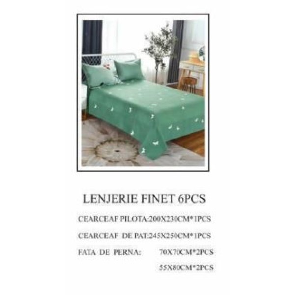 Lenjerie de pat dublu, Pucioasa, Finet, 6 piese, 2 persoane, 245x250cm LL-630 Lenjerie de pat dublu, Pucioasa, Finet, 6 piese, 2 persoane, 245x250cm LL-630
