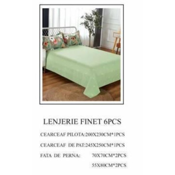 Lenjerie de pat dublu, Pucioasa, Finet, 6 piese, 2 persoane, 245x250cm LL-657 Lenjerie de pat dublu, Pucioasa, Finet, 6 piese, 2 persoane, 245x250cm LL-657