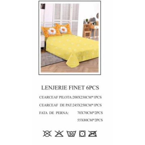 Lenjerie de pat dublu, Pucioasa, Finet, 6 piese, 2 persoane, 245x250cm LL-815 Lenjerie de pat dublu, Pucioasa, Finet, 6 piese, 2 persoane, 245x250cm LL-815