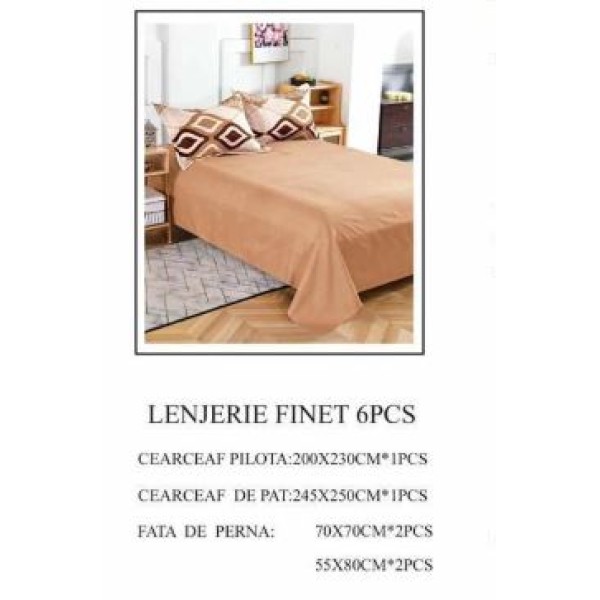Lenjerie de pat dublu, Pucioasa, Finet, 6 piese, 2 persoane, 245x250cm LL-670 Lenjerie de pat dublu, Pucioasa, Finet, 6 piese, 2 persoane, 245x250cm LL-670