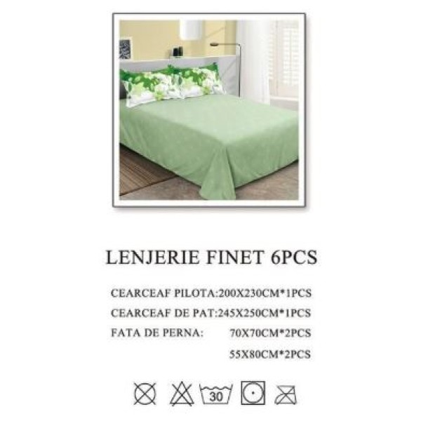 Lenjerie de pat dublu, Pucioasa, Finet, 6 piese, 2 persoane, 245x250cm LL-1030 Lenjerie de pat dublu, Pucioasa, Finet, 6 piese, 2 persoane, 245x250cm LL-1030