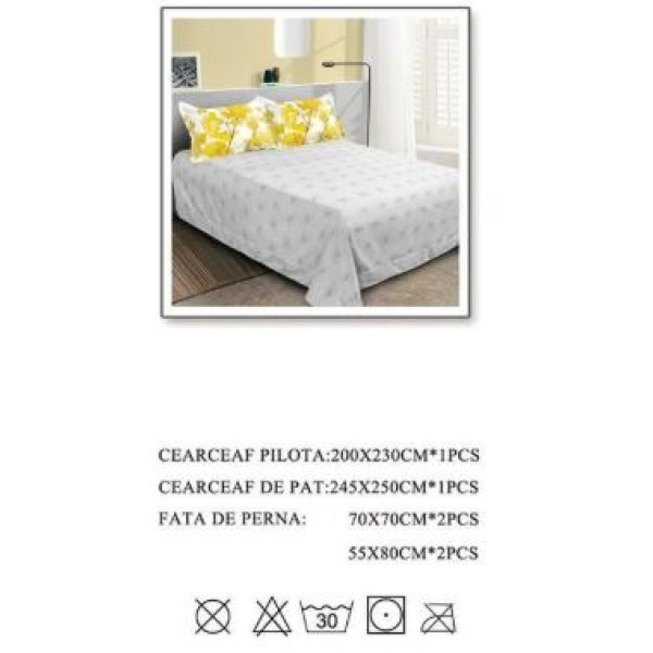 Lenjerie de pat dublu, Pucioasa, Finet, 6 piese, 2 persoane, 245x250cm LL-1023 Lenjerie de pat dublu, Pucioasa, Finet, 6 piese, 2 persoane, 245x250cm LL-1023