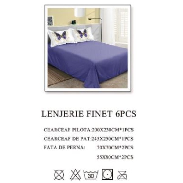 Lenjerie de pat dublu, Pucioasa, Finet, 6 piese, 2 persoane, 245x250cm LL-1031 Lenjerie de pat dublu, Pucioasa, Finet, 6 piese, 2 persoane, 245x250cm LL-1031