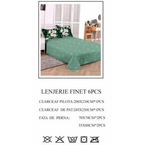 Lenjerie de pat dublu, Pucioasa, Finet, 6 piese, 2 persoane, 245x250cm LL-811 Lenjerie de pat dublu, Pucioasa, Finet, 6 piese, 2 persoane, 245x250cm LL-811