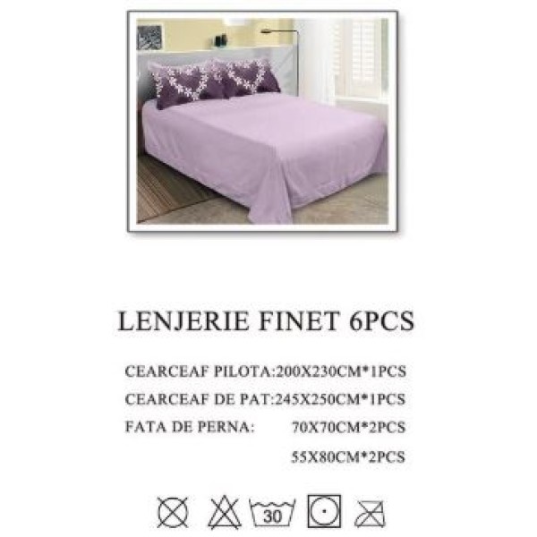Lenjerie de pat dublu, Pucioasa, Finet, 6 piese, 2 persoane, 245x250cm LL-961 Lenjerie de pat dublu, Pucioasa, Finet, 6 piese, 2 persoane, 245x250cm LL-961