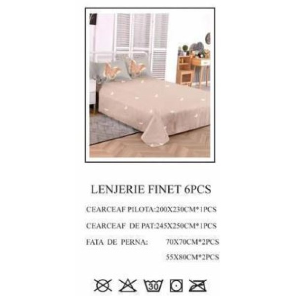 Lenjerie de pat dublu, Pucioasa, Finet, 6 piese, 2 persoane, 245x250cm LL-797 Lenjerie de pat dublu, Pucioasa, Finet, 6 piese, 2 persoane, 245x250cm LL-797