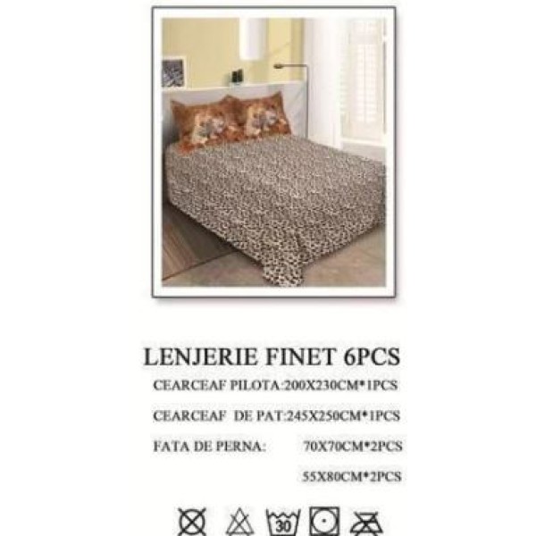 Lenjerie de pat dublu, Pucioasa, Finet, 6 piese, 2 persoane, 245x250cm LL-358 Lenjerie de pat dublu, Pucioasa, Finet, 6 piese, 2 persoane, 245x250cm LL-358