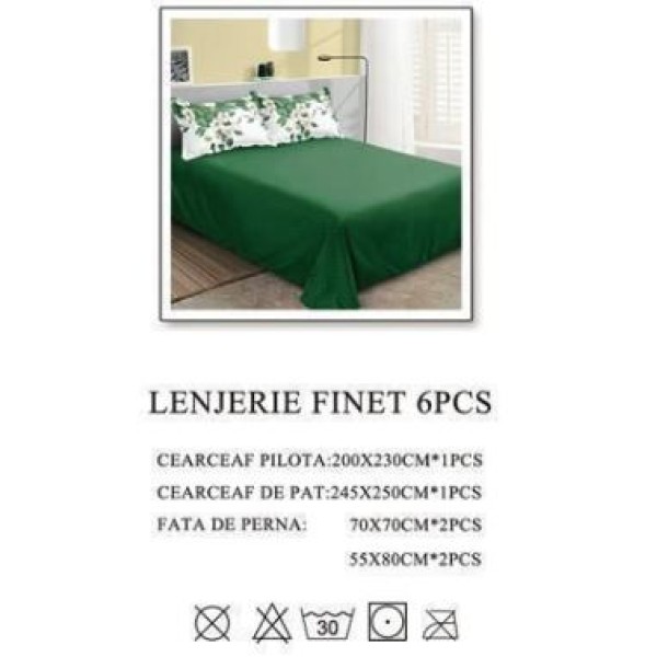 Lenjerie de pat dublu, Pucioasa, Finet, 6 piese, 2 persoane, 245x250cm, LL-1029 Lenjerie de pat dublu, Pucioasa, Finet, 6 piese, 2 persoane, 245x250cm, LL-1029