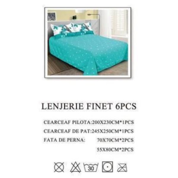 Lenjerie de pat dublu, Pucioasa, Finet, 6 piese, 2 persoane, 245x250cm LL-945 Lenjerie de pat dublu, Pucioasa, Finet, 6 piese, 2 persoane, 245x250cm LL-945