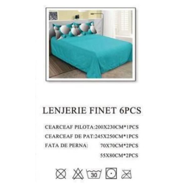 Lenjerie de pat dublu, Pucioasa, Finet, 6 piese, 2 persoane, 245x250cm LL-933 Lenjerie de pat dublu, Pucioasa, Finet, 6 piese, 2 persoane, 245x250cm LL-933