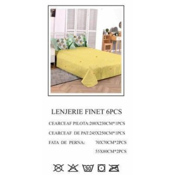Lenjerie de pat dublu, Pucioasa, Finet, 6 piese, 2 persoane, 245x250cm LL-782 Lenjerie de pat dublu, Pucioasa, Finet, 6 piese, 2 persoane, 245x250cm LL-782