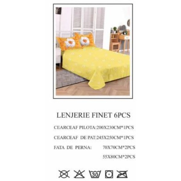 Lenjerie de pat dublu, Pucioasa, Finet, 6 piese, 2 persoane, 245x250cm LL-815 Lenjerie de pat dublu, Pucioasa, Finet, 6 piese, 2 persoane, 245x250cm LL-815