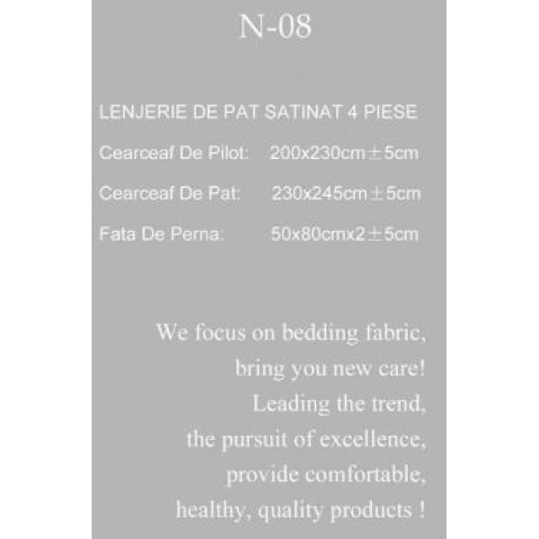 Lenjerie Bumbac Satinat, 4 Piese, 230 x 245 cm, Superior, Gri-Bej, flori , N-08 Lenjerie Bumbac Satinat, 4 Piese, 230 x 245 cm, Superior, Gri-Bej, flori , N-08