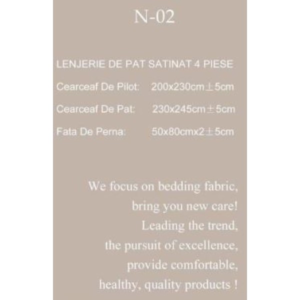 Lenjerie Bumbac Satinat, 4 Piese, 230 x 245 cm, N-02