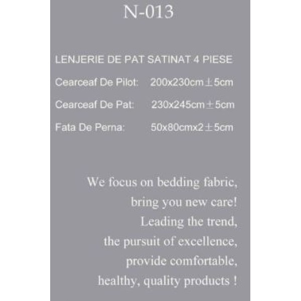 Lenjerie Bumbac Satinat, 4 Piese, 230 x 245 cm, N-013 Lenjerie Bumbac Satinat, 4 Piese, 230 x 245 cm, N-013