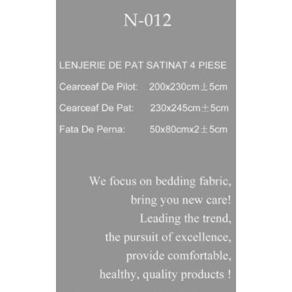 Lenjerie Bumbac Satinat, 4 Piese, 230 x 245 cm, N-012 Lenjerie Bumbac Satinat, 4 Piese, 230 x 245 cm, N-012