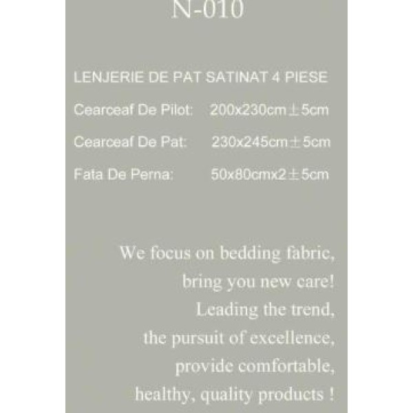 Lenjerie Bumbac Satinat, 4 Piese, 230 x 245 cm, Superior, Alb, frunze, N-010 Lenjerie Bumbac Satinat, 4 Piese, 230 x 245 cm, Superior, Alb, frunze, N-010