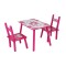 Set masuta cu doua scaune pentru copii, din MDF, Roz cu alb, 59x39x40 cm, CD-64