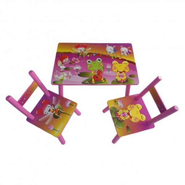 Set masuta cu doua scaune pentru copii, din MDF, Roz ,59x39x40 cm, CD-37 Set masuta cu doua scaune pentru copii, din MDF, Roz ,59x39x40 cm, CD-37