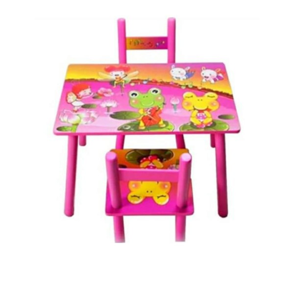 Set masuta cu doua scaune pentru copii, din MDF, roz ,59x39x40 cm, CD-38