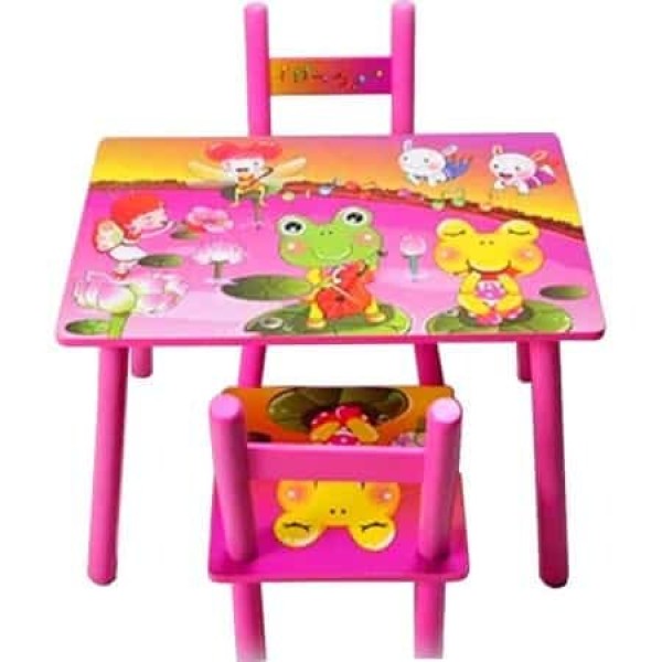 Set masuta cu doua scaune pentru copii, din MDF, roz ,59x39x40 cm, CD-38