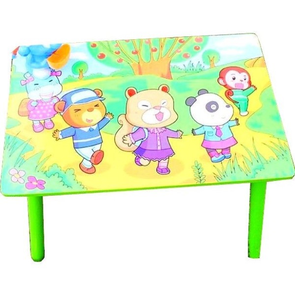 Set masuta cu doua scaune pentru copii, din MDF, VERDE ,59x39x40 cm, CD-39