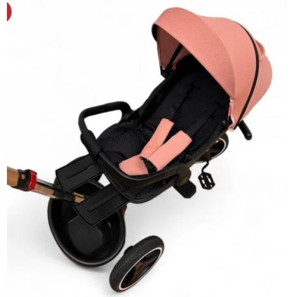 Tricicleta Copii Cu Pozitie De Somn Scaun Rotativ Sunete Si Lumini TRC-05,Roz Somon Plus