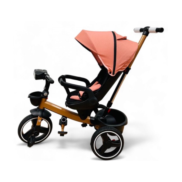 Tricicleta Copii Cu Pozitie De Somn Scaun Rotativ Sunete Si Lumini TRC-05,Roz Somon Plus