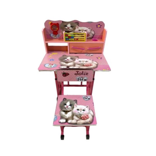 Set birou cu scaun pentru copii, reglabil, cu numaratoare si ceas, sertar, Jolie Pet, F2, Multicolor Set birou cu scaun pentru copii, reglabil, cu numaratoare si ceas, sertar, Jolie Pet, F2, Multicolor