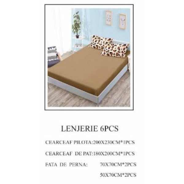 Lenjerie de pat Bumbac Finet 6 piese cu elastic LT-22