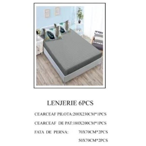 Lenjerie de pat Bumbac Finet 6 piese cu elastic LT-69