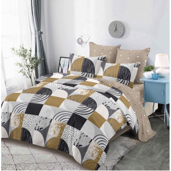 Lenjerie de pat FINET pentru 2 persoane, 6 piese, Cu Elastic 180cm x 200cm, B-618