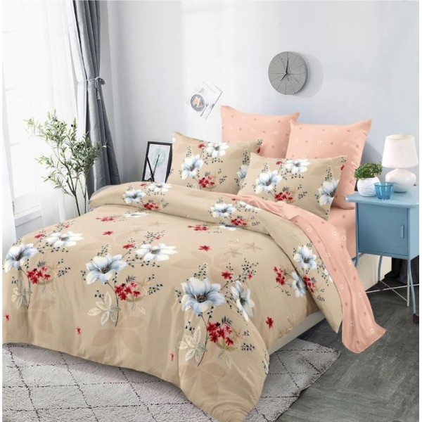 Lenjerie de pat FINET pentru 2 persoane, 6 piese, Cu Elastic 180cm x 200cm, B-619