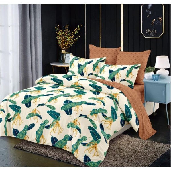 Lenjerie de pat FINET pentru 2 persoane, 6 piese, Cu Elastic 180cm x 200cm, B-507