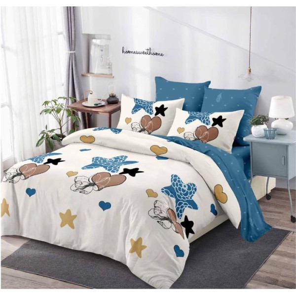 Lenjerie de pat FINET pentru 2 persoane, 6 piese, Cu Elastic 180cm x 200cm, B-674 Lenjerie de pat FINET pentru 2 persoane, 6 piese, Cu Elastic 180cm x 200cm, B-674