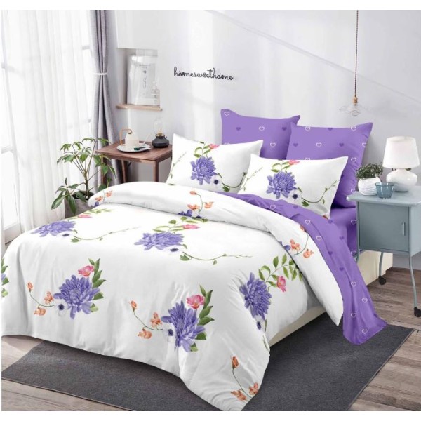 Lenjerie de pat FINET pentru 2 persoane, 6 piese, Cu Elastic 180cm x 200cm, B-672 Lenjerie de pat FINET pentru 2 persoane, 6 piese, Cu Elastic 180cm x 200cm, B-672