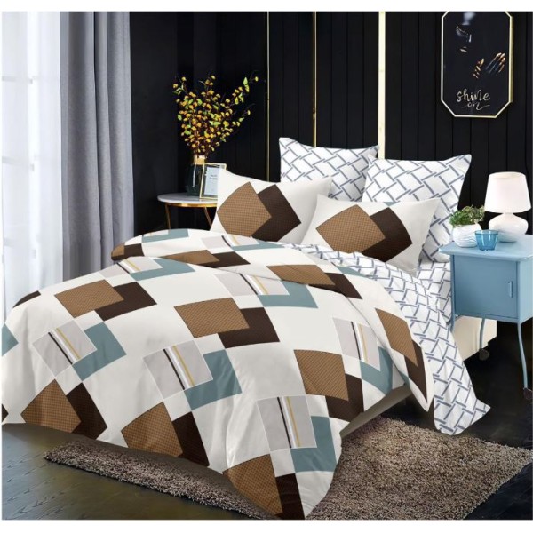 Lenjerie de pat FINET pentru 2 persoane, 6 piese, Cu Elastic 180cm x 200cm, B-605 Lenjerie de pat FINET pentru 2 persoane, 6 piese, Cu Elastic 180cm x 200cm, B-605