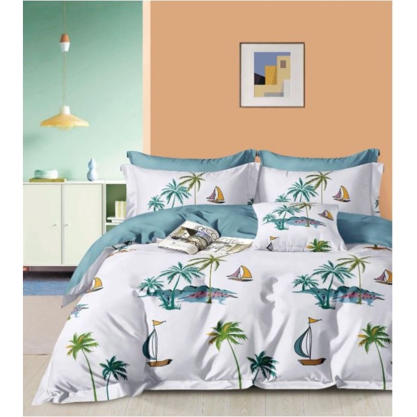 Lenjerie de pat, Imprimeu Exotic, 4 Piese, 2 persoane, 230x250cm, 100% Bumbac, BM-01 Lenjerie de pat, Imprimeu Exotic, 4 Piese, 2 persoane, 230x250cm, 100% Bumbac, BM-01