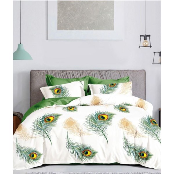 Lenjerie de pat, Imprimeu Exotic, 4 Piese, 2 persoane, 230x250cm, 100% Bumbac, BM-02