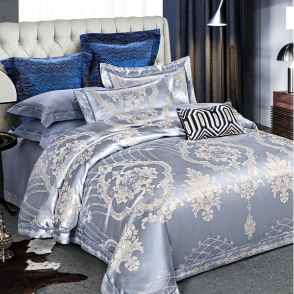Lenjerie de pat de lux Jacquard, cu imprimeuri, 6 piese, Calitate Superioară,Luciu Elegant, 240x250cm, T-12 Lenjerie de pat de lux Jacquard, cu imprimeuri, 6 piese, Calitate Superioară,Luciu Elegant, 240x250cm, T-12