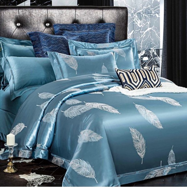Lenjerie de pat de lux Jacquard, cu imprimeuri, 6 piese, Calitate Superioară,Luciu Elegant, 240x250cm, T-11 Lenjerie de pat de lux Jacquard, cu imprimeuri, 6 piese, Calitate Superioară,Luciu Elegant, 240x250cm, T-11
