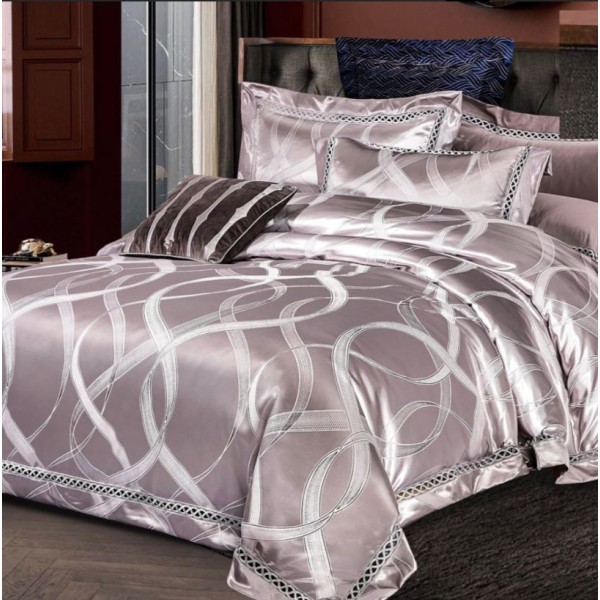 Lenjerie de pat de lux Jacquard, cu imprimeuri, 6 piese, Calitate Superioară,Luciu Elegant, 240x250cm, T-9 Lenjerie de pat de lux Jacquard, cu imprimeuri, 6 piese, Calitate Superioară,Luciu Elegant, 240x250cm, T-9