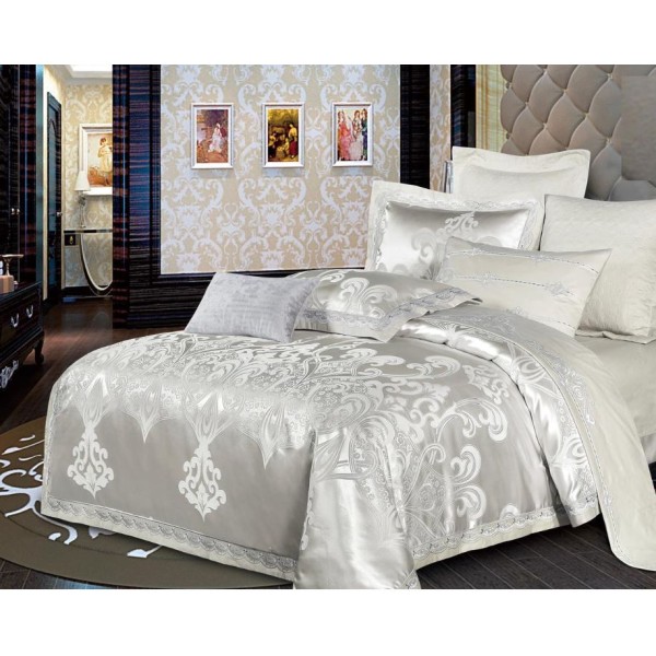 Lenjerie de pat de lux Jacquard, cu imprimeuri, 6 piese, Calitate Superioară,Luciu Elegant, 240x250cm, T-6 Lenjerie de pat de lux Jacquard, cu imprimeuri, 6 piese, Calitate Superioară,Luciu Elegant, 240x250cm, T-6