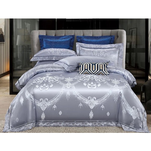 Lenjerie de pat de lux Jacquard, cu imprimeuri, 6 piese, Calitate Superioară,Luciu Elegant, 240x250cm, T-4 Lenjerie de pat de lux Jacquard, cu imprimeuri, 6 piese, Calitate Superioară,Luciu Elegant, 240x250cm, T-4