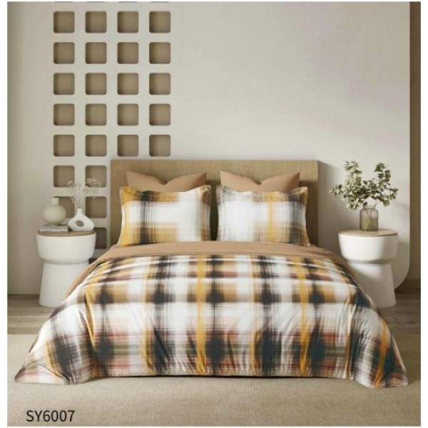 Set Lenjerie Eleganta , Finet, imprimat digital, pentru 2 persoane, 6 piese, Cearceaf de pat cu elastic 180x200 cm, Cearceaf pilota 200x230 cm, 2 fete perna 70x70 cm, 2 fete perna 55x80 cm, SY-6007