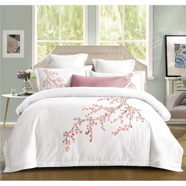 Set Lenjerie Eleganta din Bumbac, cu imprieu deosebit, pentru pat dublu, 4 piese: Cearceaf de pat cu elastic 180 x 200 cm, Cearceaf pilota 200 x 230 cm, 2 fete de perna 55 x 80 cm, BG8009